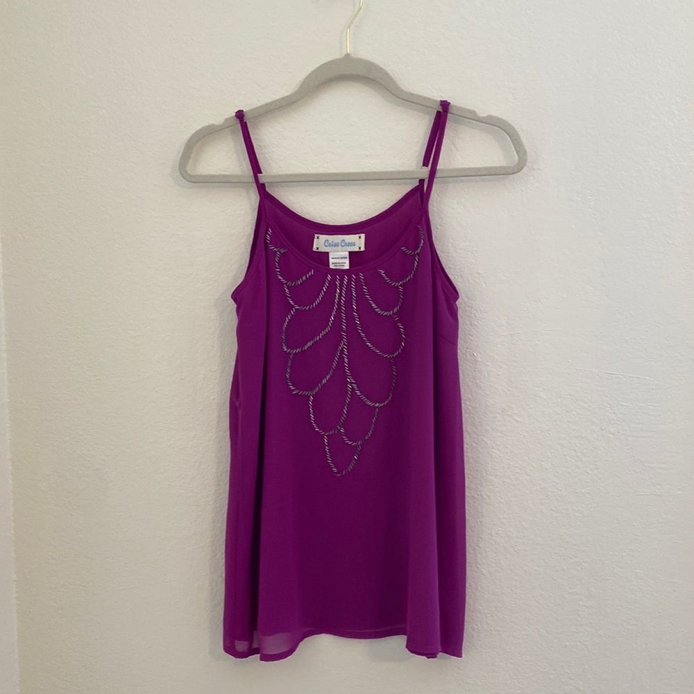 Fuchsia beaded tank top